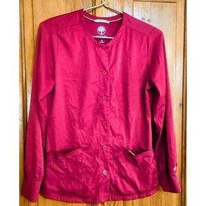 HH Works By Healing Hands Red Scrub Top Jacket Nurse Uniform Medical Size XS